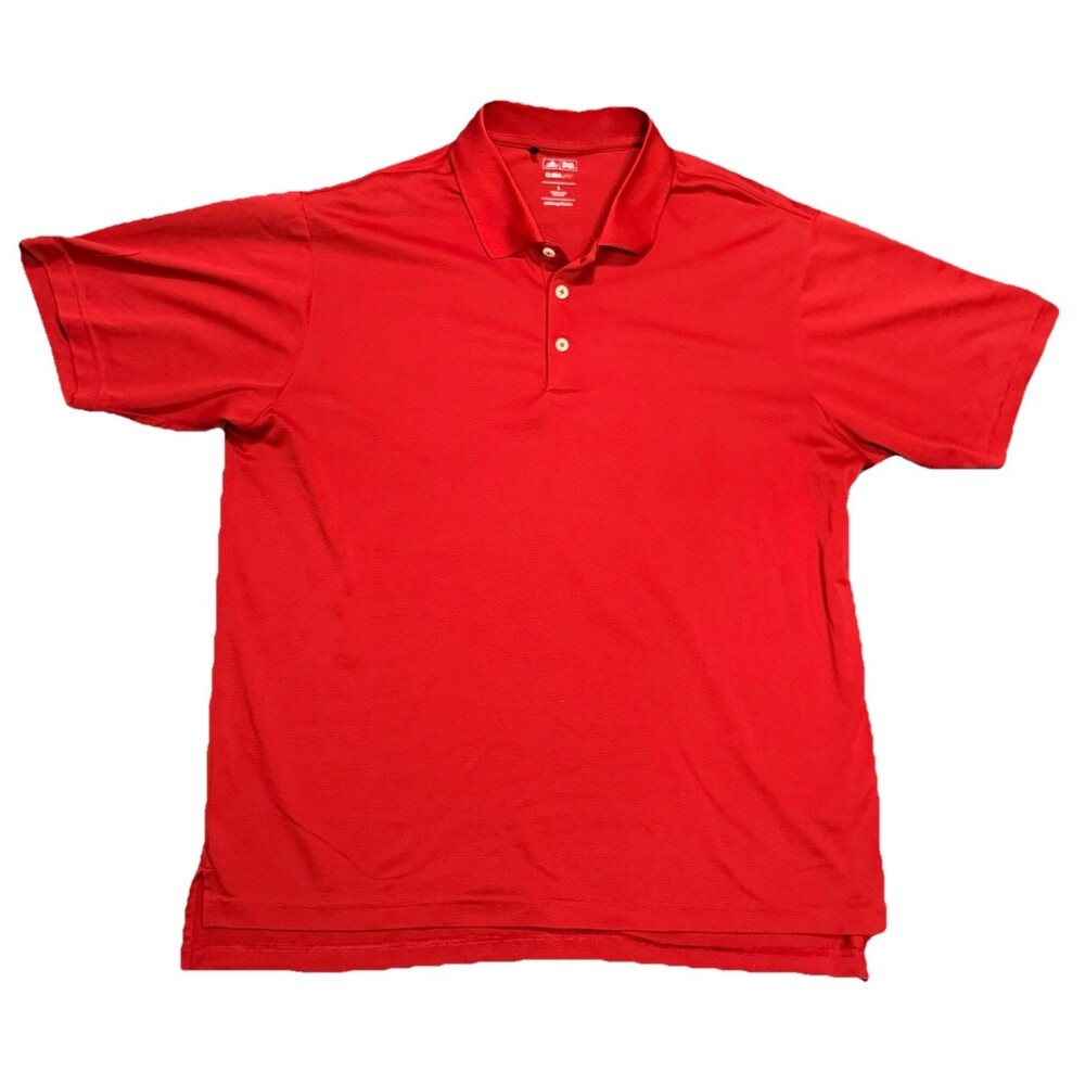 Adidas Climalite Men Polo Shirt Red Short Sleeve Collared Golf Light Size Large